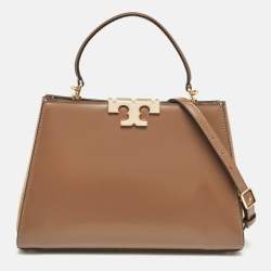 Tory Burch Brown Leather Eleanor Top Handle Bag