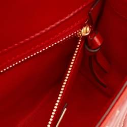 Pre Owned Tory Burch Red Leather Small Fleming Crossbody Bag