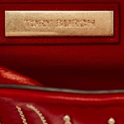 Pre Owned Tory Burch Red Leather Small Fleming Crossbody Bag