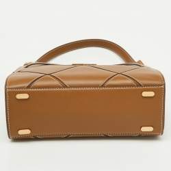 Pre Owned Tory Burch Brown Leather Lee Radziwill Diamond Small Double Bag