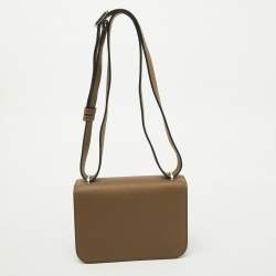 Pre Owned Tory Burch Taupe Grey Leather Small Eleanor Convertible Shoulder Bag