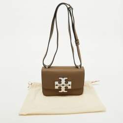 Pre Owned Tory Burch Taupe Grey Leather Small Eleanor Convertible Shoulder Bag