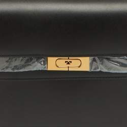 Pre Owned Tory Burch Black Leather Lee Radziwill Pebble Shoulder Bag