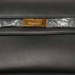 Pre Owned Tory Burch Black Leather Lee Radziwill Pebble Shoulder Bag