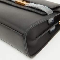 Pre Owned Tory Burch Black Leather Lee Radziwill Pebble Shoulder Bag