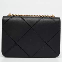 Pre Owned Tory Burch Black Diamond Quilt Leather Eleanor Shoulder Bag