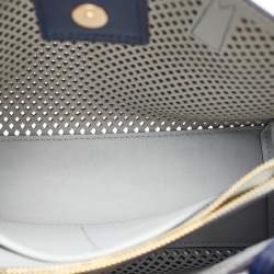 Tory Burch Navy Blue Perforated Leather Small Robinson Tote