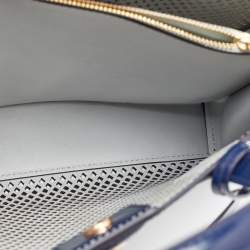 Tory Burch Navy Blue Perforated Leather Small Robinson Tote