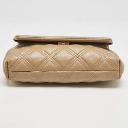 Tory Burch Light Brown Leather Fleming Soft Clutch