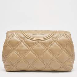 Tory Burch Light Brown Leather Fleming Soft Clutch
