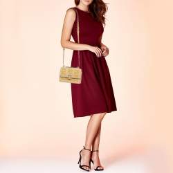 Pre Owned Tory Burch Beige/Yellow Raffia and Suede Miller Mini Flap Shoulder Bag