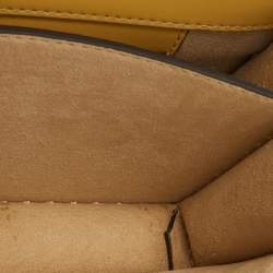 Pre Owned Tory Burch Beige/Yellow Raffia and Suede Miller Mini Flap Shoulder Bag