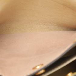 Pre Owned Tory Burch Peach/Beige Leather and Suede Petite Double Lee Radziwill Top Handle Bag