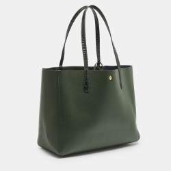 Tory Burch Jitney Green Leather and Croc Embossed Handle Blake Tote