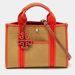 Tory Burch Multicolor Canvas and Leather Small Tory Tote