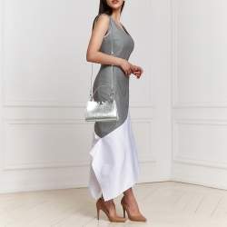 Tory Burch Metallic Silver Leather Mini Eleanor Top Handle Bag