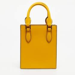 Pre Owned Tory Burch Mustard Leather Mini Emerson Shopper Tote