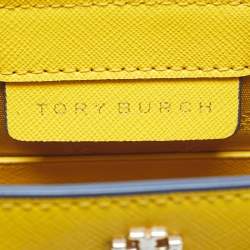 Pre Owned Tory Burch Mustard Leather Mini Emerson Shopper Tote