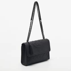 Pre Owned Tory Burch Matte Black Rubberized Faux Leather Fleming Convertible Shoulder Bag