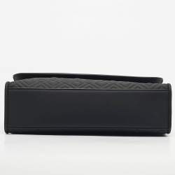 Pre Owned Tory Burch Matte Black Rubberized Faux Leather Fleming Convertible Shoulder Bag