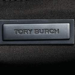 Pre Owned Tory Burch Matte Black Rubberized Faux Leather Fleming Convertible Shoulder Bag