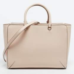 Pre Owned Tory Burch Pink Leather Large Robinson Tote