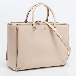 Pre Owned Tory Burch Pink Leather Large Robinson Tote