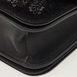 مملوكة مسبقًا Tory Burch Beaded Eleanor Small Black Leather Convertible Shoulder Bag