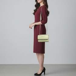 مملوكة مسبقًا Tory Burch Fleming Small Olive Green Leather Shoulder Bag