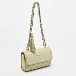 مملوكة مسبقًا Tory Burch Fleming Small Olive Green Leather Shoulder Bag