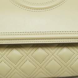مملوكة مسبقًا Tory Burch Fleming Small Olive Green Leather Shoulder Bag