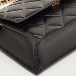 Pre Owned Tory Burch Fleming Small Black Leather Convertible Shoulder Bag