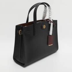 مملوكة مسبقًا Tory Burch Robinson Small Black Leather Satchel
