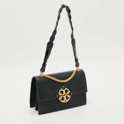 Pre Owned حقيبة كتف جلد أسود توري برش ميلر