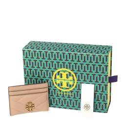 Pre Owned Tory Burch Beige Leather Kira Card Holder 