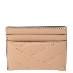 Pre Owned Tory Burch Beige Leather Kira Card Holder 