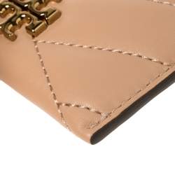 Pre Owned Tory Burch Beige Leather Kira Card Holder 