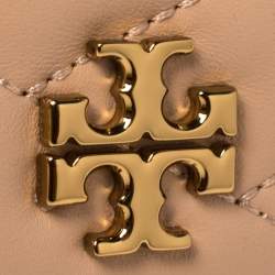 Pre Owned Tory Burch Beige Leather Kira Card Holder 