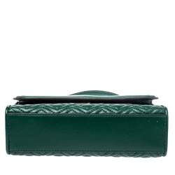 Pre Owned Tory Burch Green Leather Small Fleming Shoulder Bag