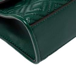 Pre Owned Tory Burch Green Leather Small Fleming Shoulder Bag