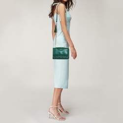 Pre Owned Tory Burch Green Leather Small Fleming Shoulder Bag