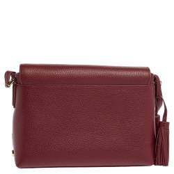Pre Owned Tory Burch Garnet Red Leather Thea Messenger Bag