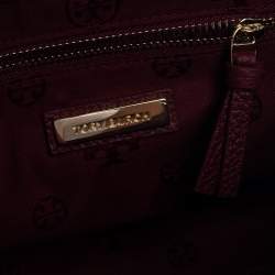 Pre Owned Tory Burch Garnet Red Leather Thea Messenger Bag