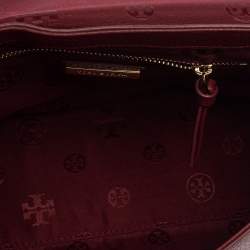 Pre Owned Tory Burch Garnet Red Leather Thea Messenger Bag