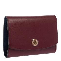 Pre Owned Tory Burch Burgundy Leather Robinson Wallet