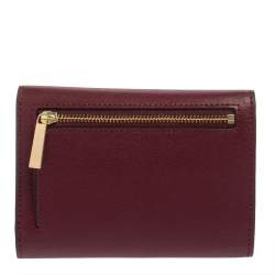 Pre Owned Tory Burch Burgundy Leather Robinson Wallet