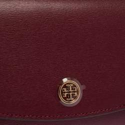 Pre Owned Tory Burch Burgundy Leather Robinson Wallet