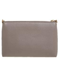 Pre Owned Tory Burch Grey Pebbled Leather Kira Top Zip Crossbody Bag