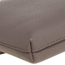 Pre Owned Tory Burch Grey Pebbled Leather Kira Top Zip Crossbody Bag