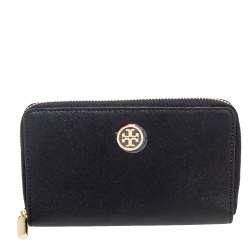 Tory Burch Black Saffiano Leather Robinson Zip Around Wallet Tory Burch |  TLC